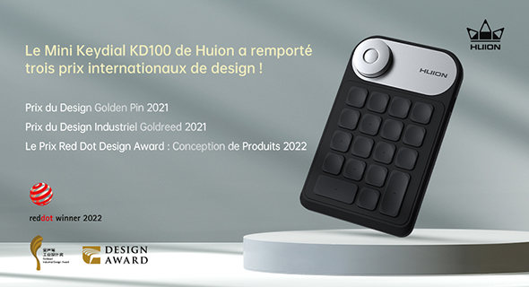 Huion Mini Keydial KD100 a été l'un des lauréats du concours Red Dot [2022]