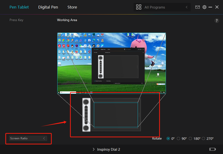 How to set graphic tablet's working area?