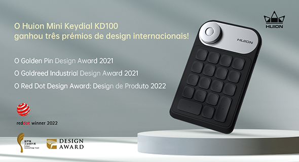 O Huion Mini Keydial KD100 foi um dos vencedores do Red Dot [2022]
